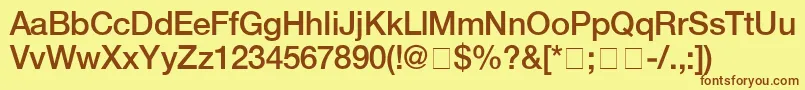 フォントHelveticaMedium – 茶色の文字が黄色の背景にあります。