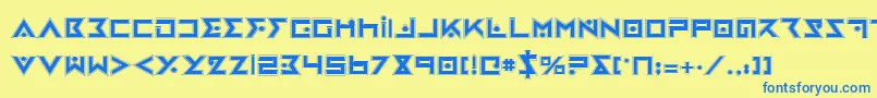 フォントIronCobraPro – 青い文字が黄色の背景にあります。