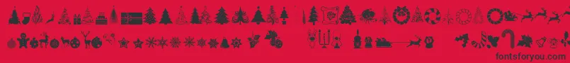 Fonte XmasTfbChristmas – fontes pretas em um fundo vermelho