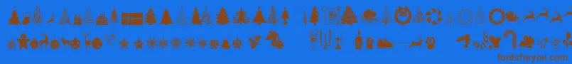 Lisätietoja XmasTfbChristmas-fontista XmasTfbChristmas-fontti – ruskeat fontit sinisellä taustalla