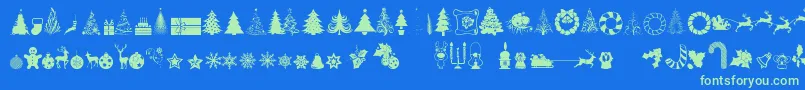 Шрифт XmasTfbChristmas – зелёные шрифты на синем фоне