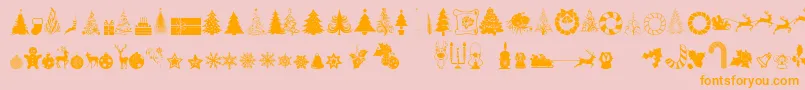 XmasTfbChristmas-Schriftart – Orangefarbene Schriften auf rosa Hintergrund