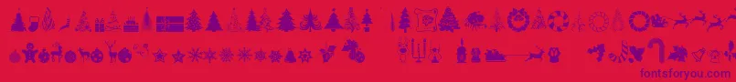 フォントXmasTfbChristmas – 赤い背景に紫のフォント