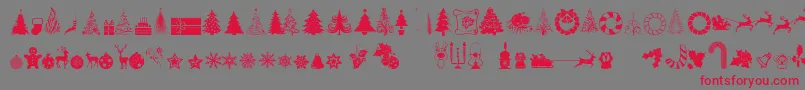 Fonte XmasTfbChristmas – fontes vermelhas em um fundo cinza