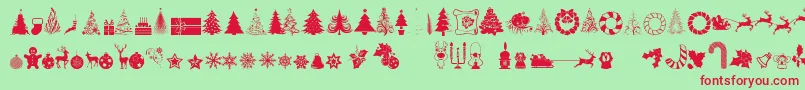 XmasTfbChristmas-Schriftart – Rote Schriften auf grünem Hintergrund