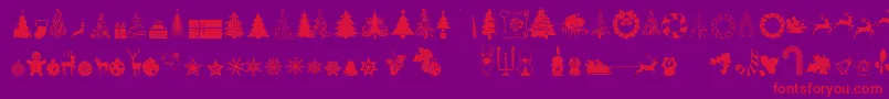 フォントXmasTfbChristmas – 紫の背景に赤い文字