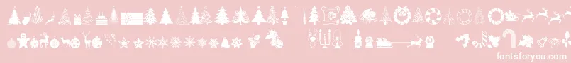 XmasTfbChristmas-Schriftart – Weiße Schriften auf rosa Hintergrund