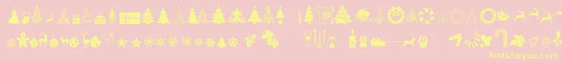 XmasTfbChristmasフォントについての詳細 フォントXmasTfbChristmas – 黄色のフォント、ピンクの背景