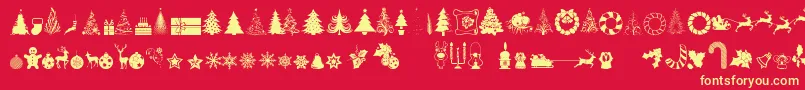 XmasTfbChristmas-Schriftart – Gelbe Schriften auf rotem Hintergrund