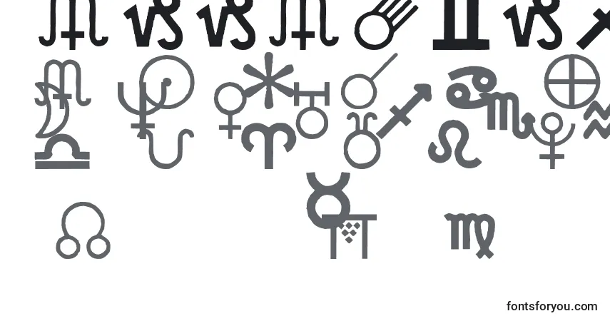 Czcionka Carrastrodings – alfabet, cyfry, specjalne znaki
