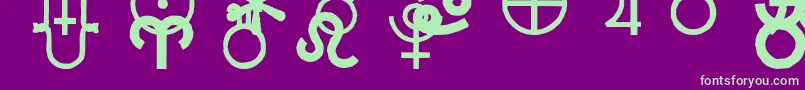 フォントCarrastrodings – 紫の背景に緑のフォント