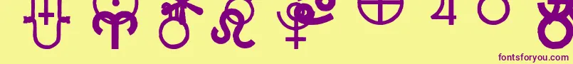Carrastrodings-fontti – violetit fontit keltaisella taustalla