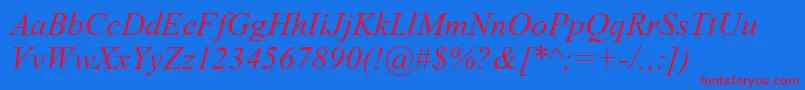 GrecoRecutSsiItalic Font – Red Fonts on Blue Background
