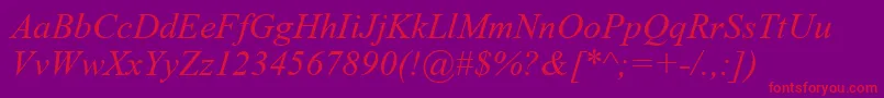 GrecoRecutSsiItalic-Schriftart – Rote Schriften auf violettem Hintergrund