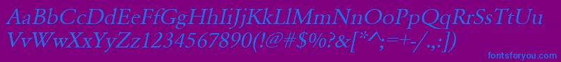 UrwgaramondtwidOblique Font – Blue Fonts on Purple Background