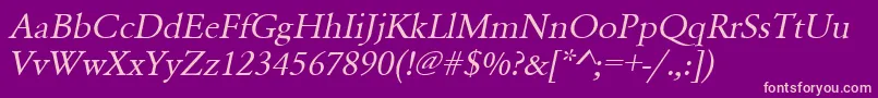UrwgaramondtwidOblique Font – Pink Fonts on Purple Background
