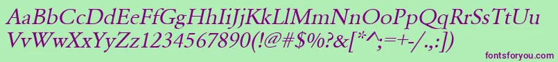 UrwgaramondtwidOblique Font – Purple Fonts on Green Background