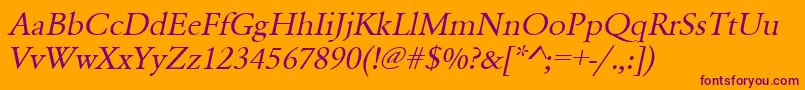 UrwgaramondtwidOblique Font – Purple Fonts on Orange Background
