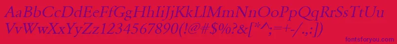 UrwgaramondtwidOblique Font – Purple Fonts on Red Background