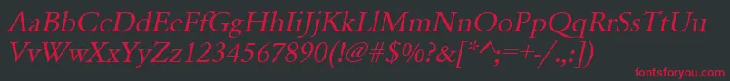 UrwgaramondtwidOblique Font – Red Fonts on Black Background