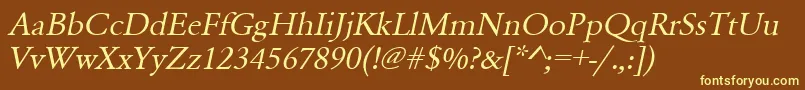 UrwgaramondtwidOblique Font – Yellow Fonts on Brown Background