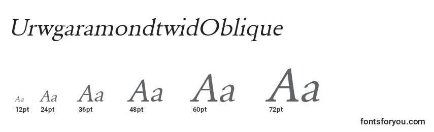 Размеры шрифта UrwgaramondtwidOblique