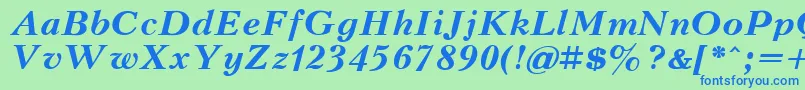KudrashovBoldItalic Font – Blue Fonts on Green Background