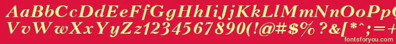 KudrashovBoldItalic-Schriftart – Gelbe Schriften auf rotem Hintergrund