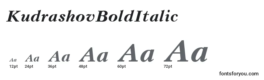 Размеры шрифта KudrashovBoldItalic