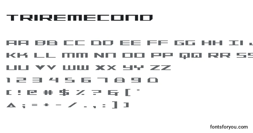 Czcionka Triremecond – alfabet, cyfry, specjalne znaki