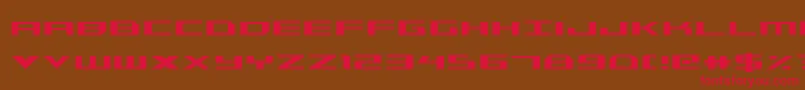 フォントTriremecond – 赤い文字が茶色の背景にあります。