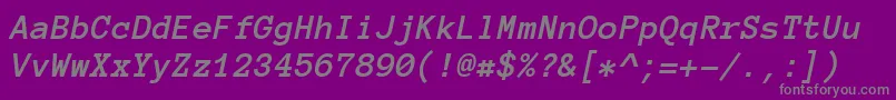 Lisätietoja Anonymouspro Bolditalic-fontista Anonymouspro Bolditalic-fontti – harmaat kirjasimet violetilla taustalla