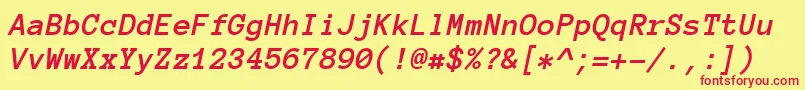 フォントAnonymouspro Bolditalic – 赤い文字の黄色い背景