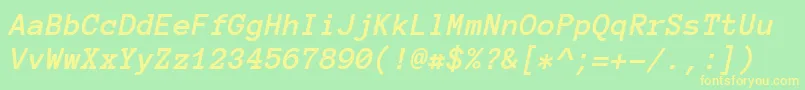 フォントAnonymouspro Bolditalic – 黄色の文字が緑の背景にあります