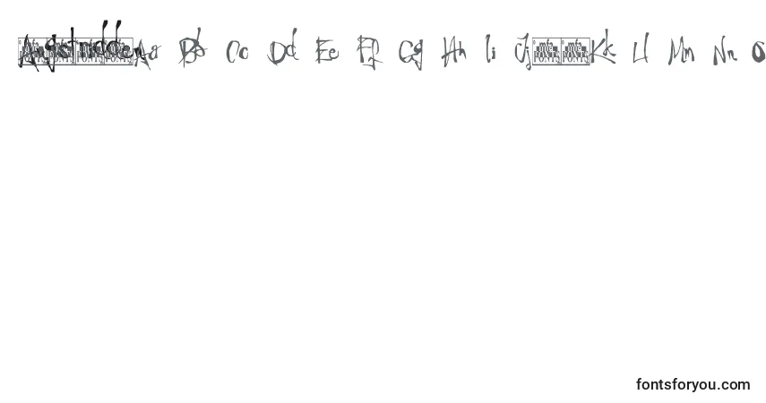 Czcionka Angstridden – alfabet, cyfry, specjalne znaki