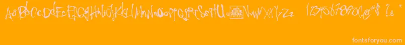 Angstridden-Schriftart – Rosa Schriften auf orangefarbenem Hintergrund