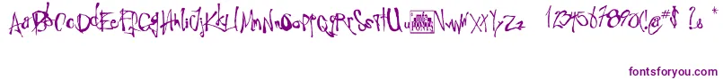 Angstridden-Schriftart – Violette Schriften auf weißem Hintergrund