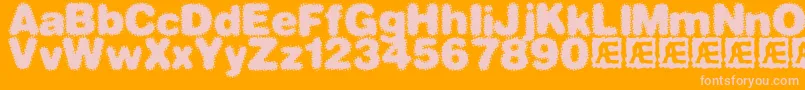 DephunkedBrk-fontti – vaaleanpunaiset fontit oranssilla taustalla