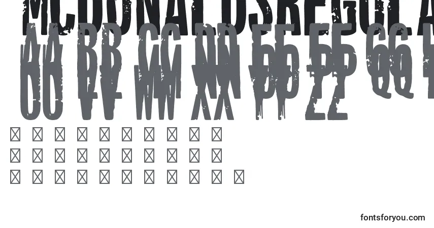 A fonte McdonaldsRegular – alfabeto, números, caracteres especiais