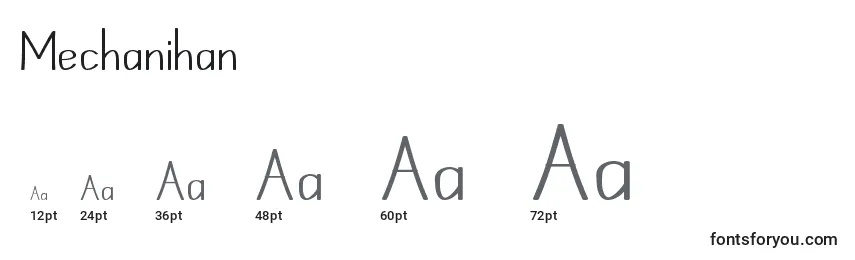 Размеры шрифта Mechanihan