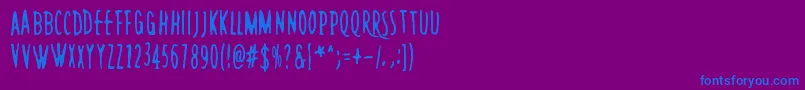 フォントRushMinute – 紫色の背景に青い文字