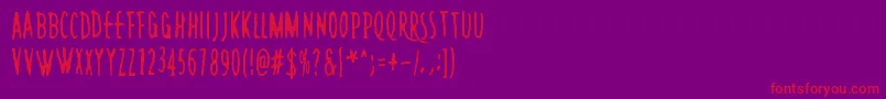 フォントRushMinute – 紫の背景に赤い文字