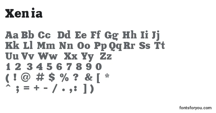 Xeniaフォント–アルファベット、数字、特殊文字