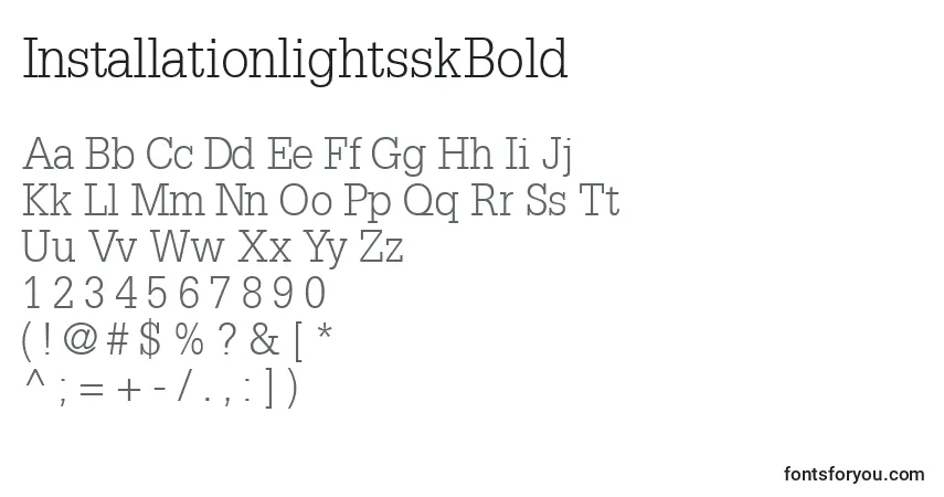A fonte InstallationlightsskBold – alfabeto, números, caracteres especiais