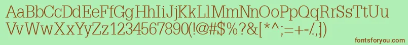 フォントInstallationlightsskBold – 緑の背景に茶色のフォント