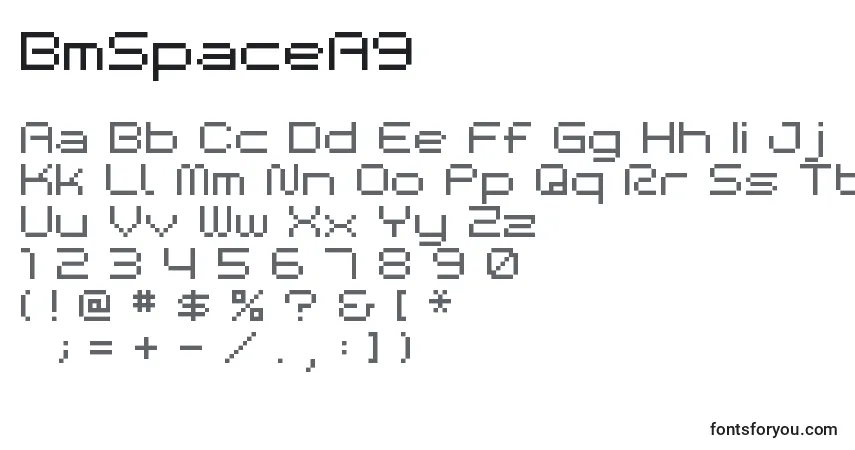 Czcionka BmSpaceA9 – alfabet, cyfry, specjalne znaki