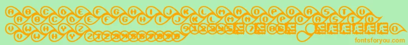 TearfulBrk-Schriftart – Orangefarbene Schriften auf grünem Hintergrund