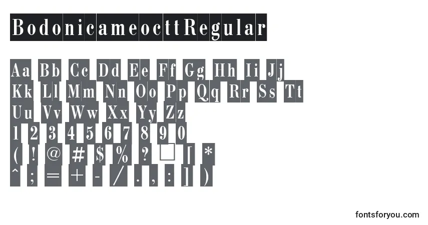 A fonte BodonicameocttRegular – alfabeto, números, caracteres especiais