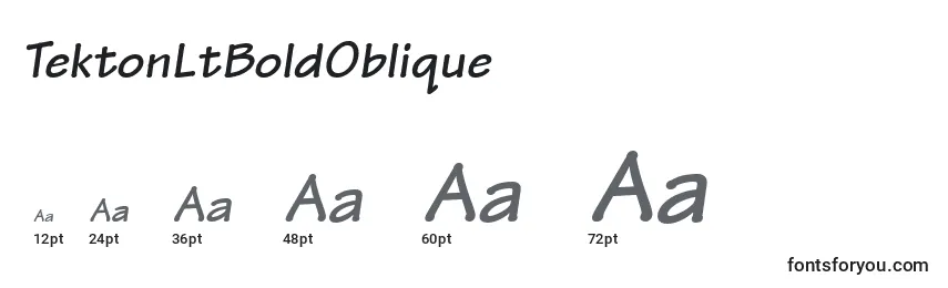 Размеры шрифта TektonLtBoldOblique