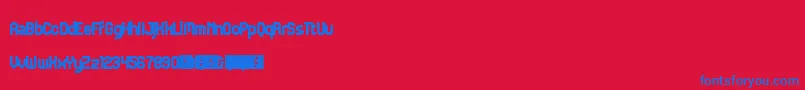 Fonte JdErica – fontes azuis em um fundo vermelho